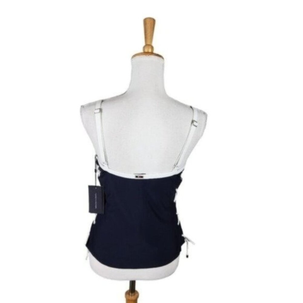 Tommy Hilfiger Side Lace Up Tankini Top Navy Size Large - Picture 3 of 10